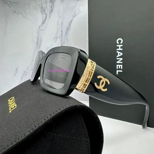 CHANEL Sunglasses New Black Polarized Gradient CC Gold Metal w/ Box & Case - Picture 1 of 20