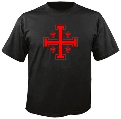 Camiseta Cruz Jerusalén, Cruz Cruzada, Caballeros Templarios Cristiano Jesús Dios Foto 1 de 2