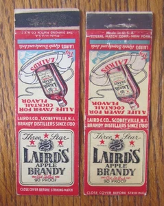 ALCOHOL MATCHBOOK COVERS: LAIRD'S APPLE BRANDY SCOBEYVILLE, NJ MATCHCOVERS -A1 - Picture 1 of 2