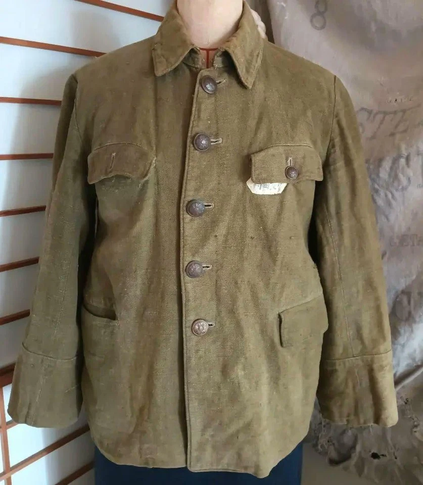 Chaqueta Kokuminfuku Vintage Japón M Índigo Marrón Pátina Lino Look Años 30 Ropa de Trabajo Foto 1 de 4