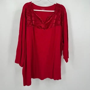 Catherines Damen rot Samtbesatz Tunika Top Größe 5X Luxus romantisch Urlaub - Bild 1 von 8