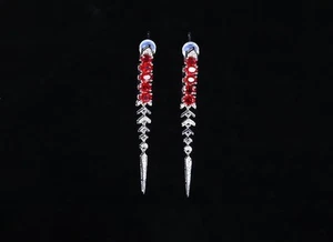2ct Pigeon Blood Ruby Stud Earrings, 18K Gold, Diamond Accent, Luxury Gemstone - Picture 1 of 7