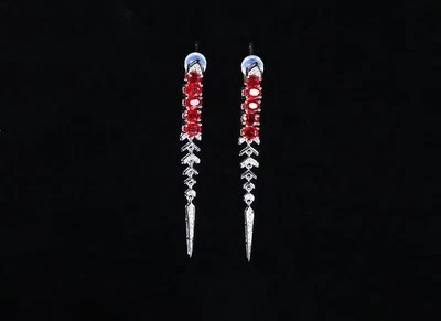 2ct Pigeon Blood Ruby Stud Earrings, 18K Gold, Diamond Accent, Luxury Gemstone - Image 1 of 4