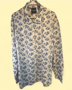 Camisa Tommy Bahama Mezcla Seda Abotonada Manga Larga Hawaiana 3XL Azul Floral - Imagen 1 de 5
