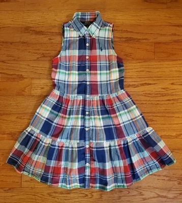 Polo Ralph Lauren Girls Cotton Madras Shirt Dress Multicolor Size 8 - Image 1 of 4