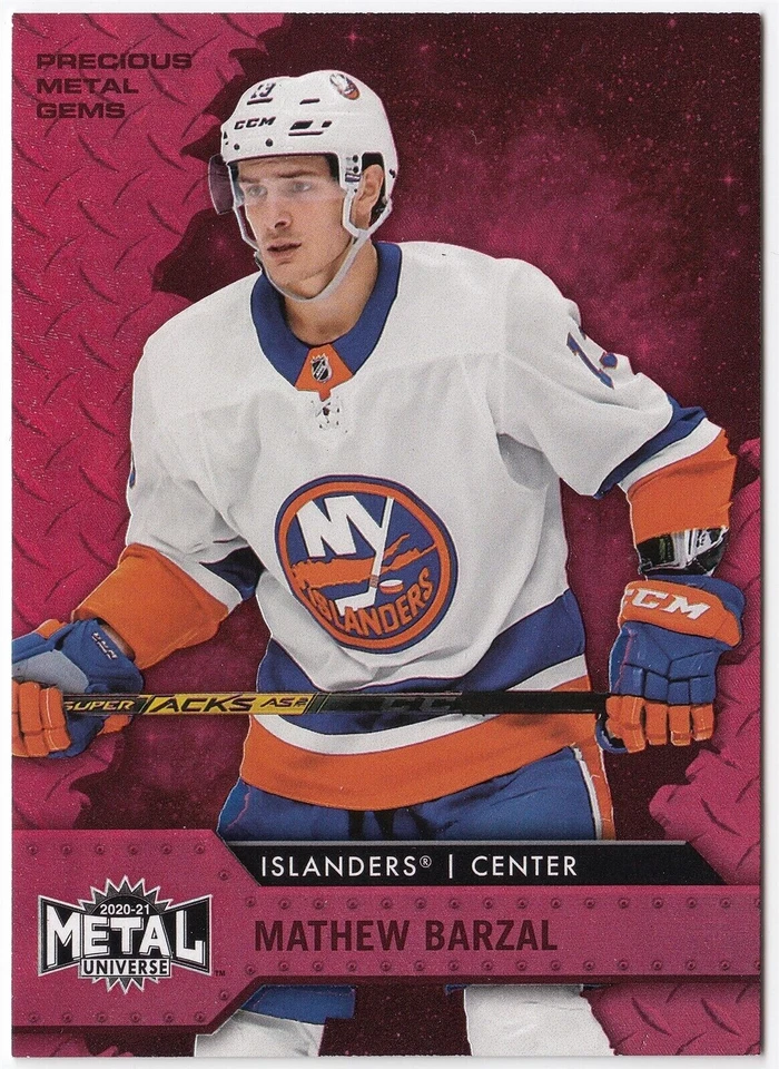 2020-21 Skybox Metal Universe Precious Metal Gems Red MATHEW BARZAL 1 93/100 PMG - Image 1 of 1