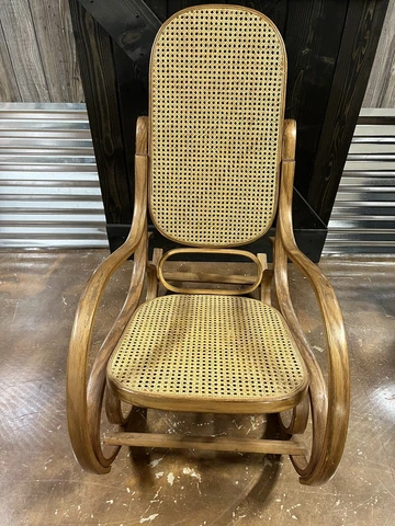 Vintage Mid Century Oak Cane Rattan Bentwood Rocking Chair Thonet Style Rocker Cover
