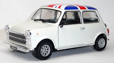 Mini Cooper 1300 weiß mit Union Jack auf dem Dach Modellauto ca. 1:24 WELLY OVP - Bild 1 von 4