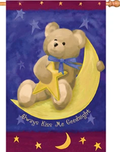 Oso de peluche Always Kiss Me Goodnight Moon House (28" x 40" aprox) bandera PR 52673 - Imagen 1 de 1