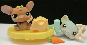 LITTLEST PET SHOP #988 BLUE MOUSE #989 CUTE BROWN RAT BIG EARS ACCESSORIES SET - Picture 1 of 9