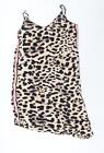 River Island Womens Brown Animal Print Viscose Slip Dress Size M V-Neck Pullover