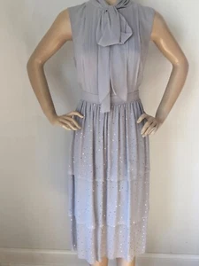 NWT St John Knit dress Size 10 Gray Mica 100% silk - Picture 1 of 10