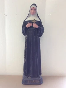 LARGE VINTAGE STATUE OF ST. RITA OF CASCIA - Antique Catholic art, 20" tall - Picture 1 of 8