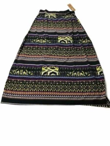 Midi Skirt Side Slit Printed Aztec Tribal Women's Outfit High Waist Multicolor - Picture 1 of 4