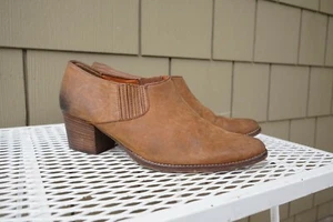 Madewell Erin Clog Mule Slip On Ankle Bootie Boot Brown Stacked Heel 9 Western - Picture 1 of 5