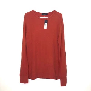 Polo Ralph Lauren Guide Waffle Knit Shirt Mens Large Long Sleeve Orange - Picture 1 of 7