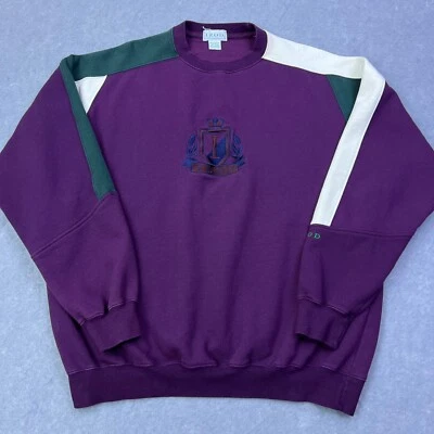Sudadera De Colección Izod Para Hombres 2XLT Alta Púrpura Bloques de Color Crew Boxy Indie Abuelo Años 90 Foto 1 de 4