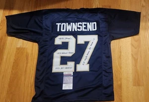 Mike Townsend Signed Autographed Blue #27 Jersey Notre Dame Irish 3 Inscripts - Bild 1 von 2