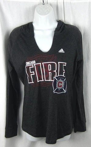 Adidas - NWT Women's MLS Chicago Fire Dark Gray Pullover Hoodie - Size: Medium Cover
