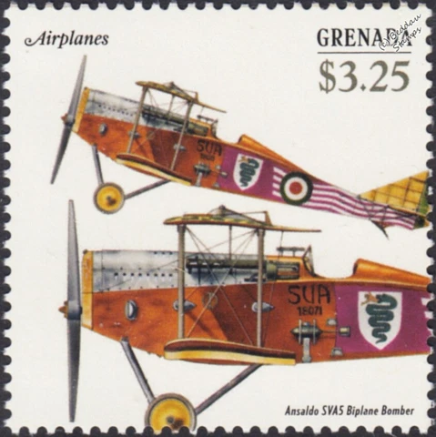 ANSALDO SVA.5 Italian WWI Biplane Reconnaissance/Bomber Aircraft Stamp #1 of 2 Cover