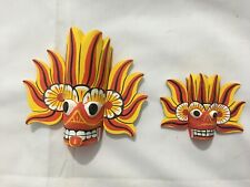 Sri Lankan Traditional New Wooden Mask Handmade Wall Hang Decor Gini Raksha Mask