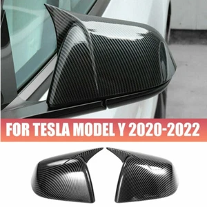 For Tesla Model Y 2020-2022 Carbon Fiber Style Mirror Cover ABS Car Replacement - Picture 1 of 10