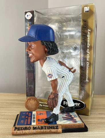 Pitcher PEDRO MARTINEZ New York Mets MLB Ticket Base Bobblehead NIB! Cover