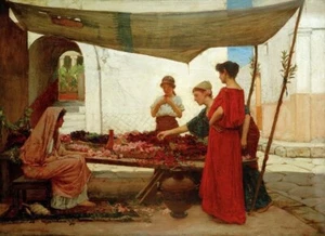 "A Flower Stall John William Waterhouse (1849-1917"Canvas Wall Art Picture Print - Picture 1 of 1