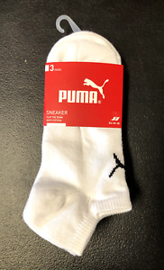 Puma Women's 3 Pair White Socks, Sneaker Flat Toe Seam, Size 3.5-6