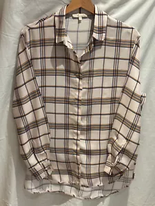 Maje Shirt / Blouse – Ladies – Blue / Fawn Check - Size 2 / UK 14 - Picture 1 of 6