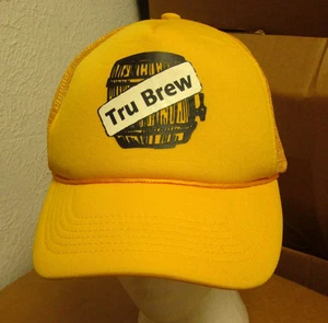 TRU BREW trucker cap vtg beer snapback hat Home-Brewing ale keg logo w/ cord - Imagen 1 de 1