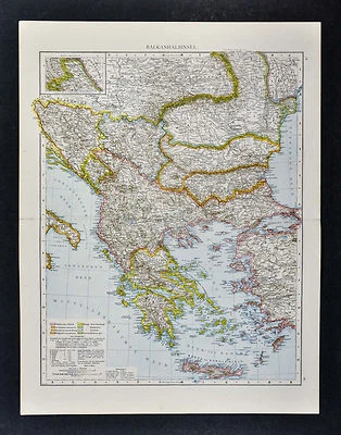 1887 Andrees Map - Greece & Balkans - Athens Bulgaria Romania Istanbul Turkey - Image 1 of 4
