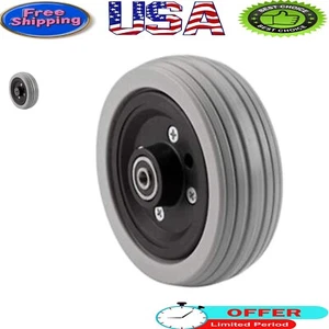 6" x 2" Flat-Free Caster Assembly with Ribbed Light Grey Tire for Easy Mobility - Picture 1 of 3