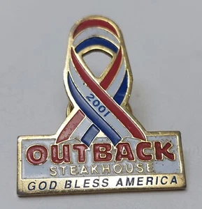 Outback Steakhouse Pin 2001 9/11 USA Ribbon Restaurant Employee Server Flair - Picture 1 of 2