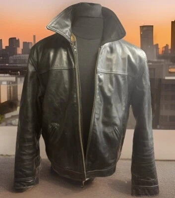 Redskin Pure Leather Vintage Bomber, racer Black Jacket size XL AK35 - Imagen 1 de 4