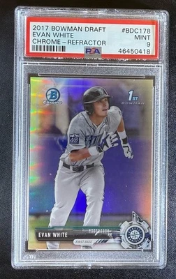 2017 Bowman Draft Refractor BDC178 Evan White PSA 9 Mariners - Image 1 of 2