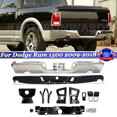 For Dodge Ram 1500 2009-2018 Chrome Rear Step Bumper W/ Dual Exhaust W/O Sensor - Imagem 1 de 4