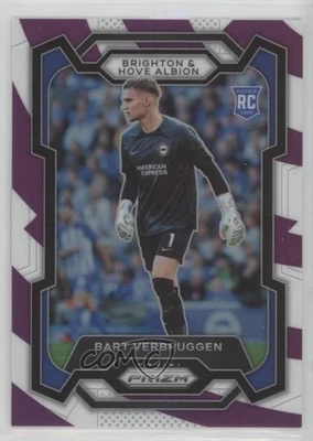 2023 Prizm Premier League Purple & White Stripes /92 Bart Verbruggen Rookie RC - Image 1 of 2