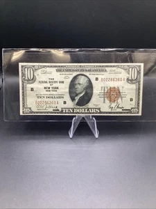 1929 $10 FEDERAL RESERVE BANK OF NEW YORK, NY BROWN SEAL - Picture 1 of 6