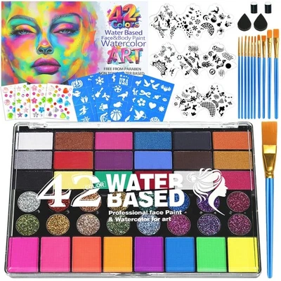 Kit de pintura facial profesional para niños - 42 colores pintura facial activada por agua  Foto 1 de 4