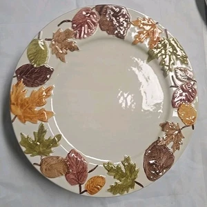 4 Dinner 11" 3 D Fall Autumn Leaves Plates, Made In Italy  - Picture 1 of 5