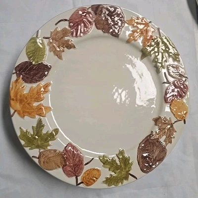 4 Dinner 11" 3 D Fall Autumn Leaves Plates, Made In Italy  - Image 1 of 4