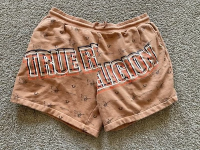 Pantalones Cortos True Religion Para Hombre XXL Marrón Monograma Cordón Foto 1 de 4