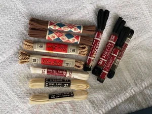 LOT old NOS cotton narrow shoelaces 18" to 27" clean decoration sewing display - Picture 1 of 3