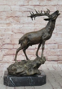 Large Bronze Scottish Hightlands Stag Deer Sculpture Stags Figurine Figure Art - Picture 1 of 10