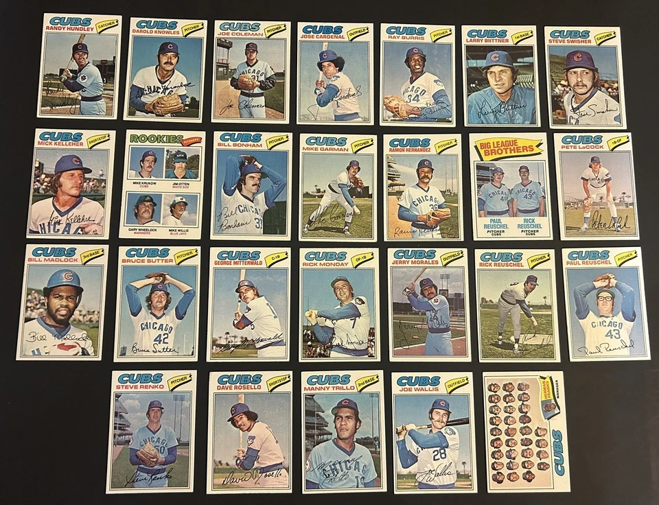 1977 Topps Chicago Cubs Team Set Bruce Sutter Rick Reuschel Manny Trillo Madlock Foto 1 de 2