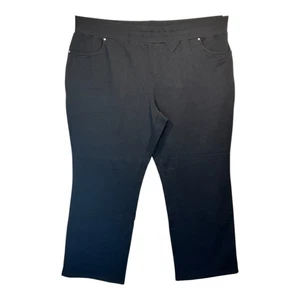 Quacker Factory Sz 3X Regular French Terry Full Length Straight Pant A657728 BLK - Picture 1 of 2
