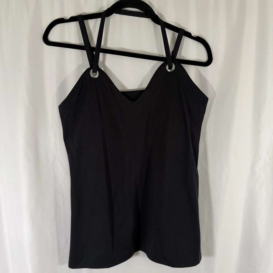 Fabletics Swim Top Women's Large Solid Black Padded Sleeveless Tank Top - Image 1 of 4