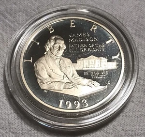 C74 - Coin - 90% Silver - 1993 James Madison Commemoraitve Bill Of Right 50c - Picture 1 of 2