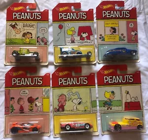 2017 Mattel Hot Wheels PEANUTS Complete Set Of 6 Die Cast Comic Cartoon Snoopy - Picture 1 of 14